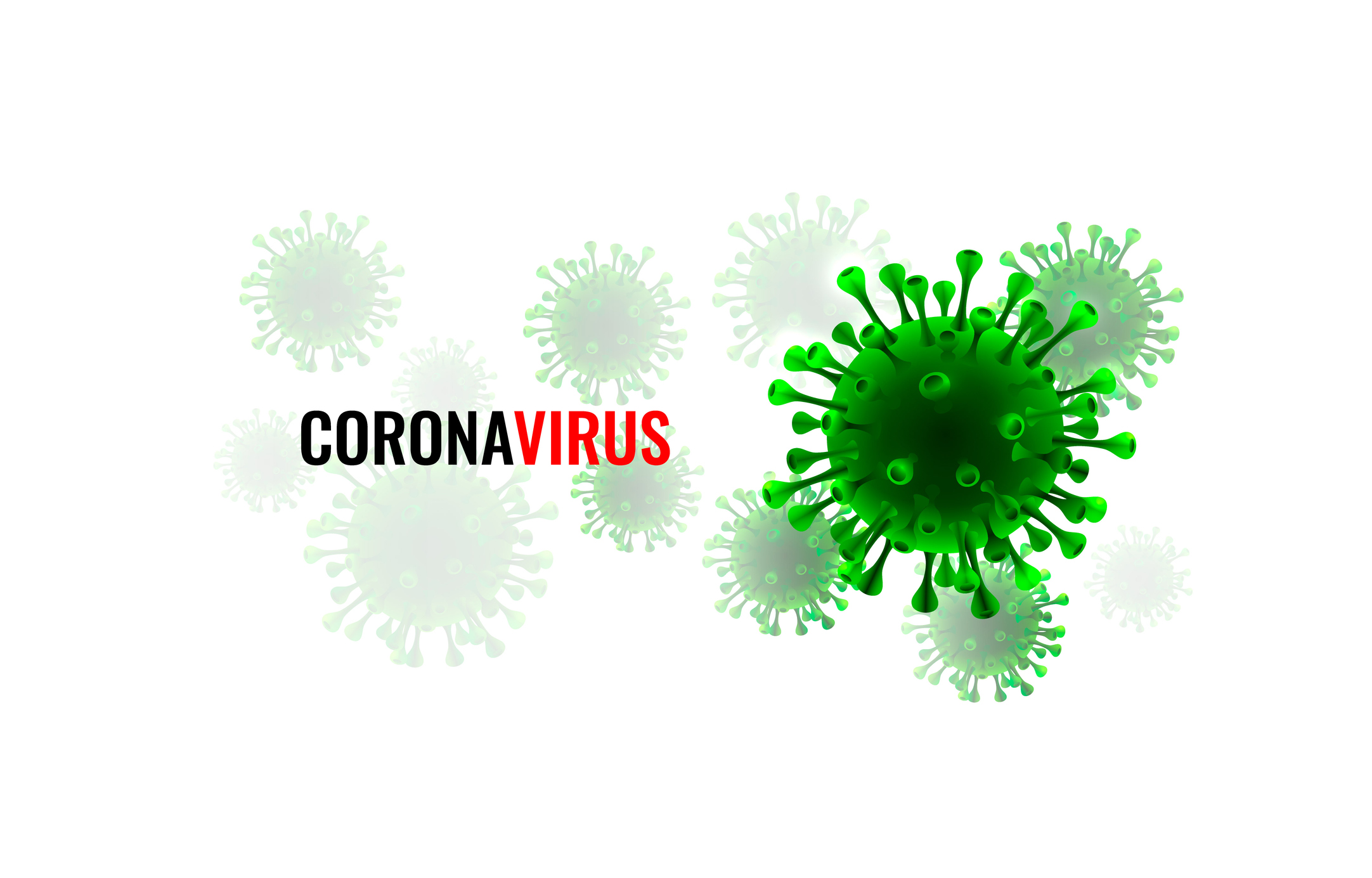 Coronavirus organism danger, biology macro, white background. Vector illustration